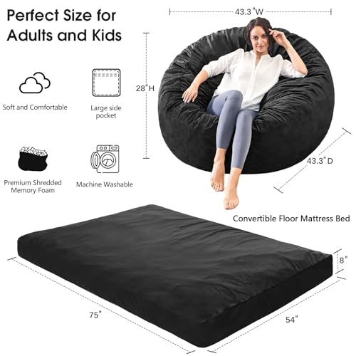 Giant Bean Bag Chair Convertible Bed with Microfiber Cover X2136
