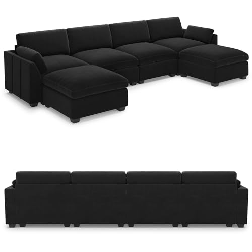Extra Large Modular Sectional Sofa, 4-Seater L Shaped Couch, Velvet Convertible for Living Room L139