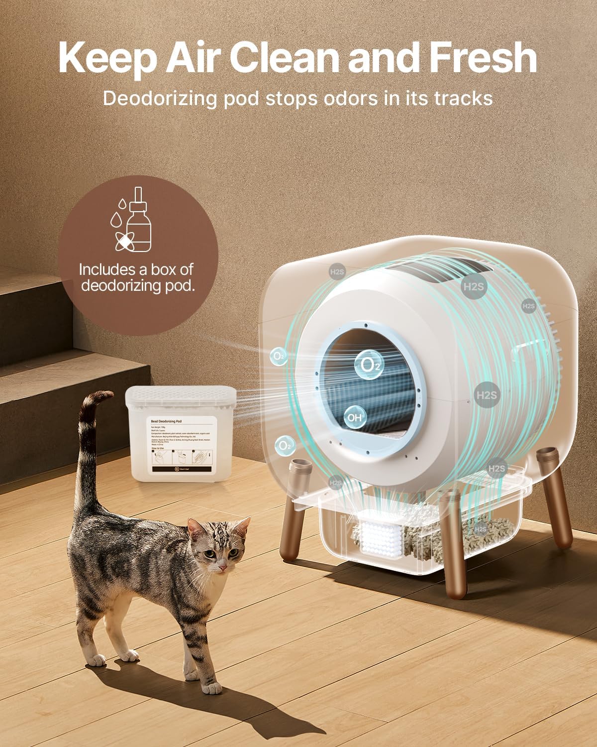 Automatic Self-Cleaning Cat Litter Box for Multi Cats, Extra Large with Odor Control E659