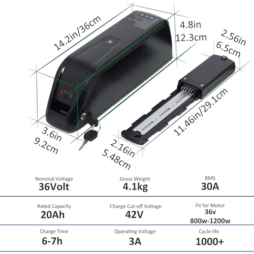 Ebike Battery 52V 20Ah Down Tube for 200-2000W Motor, with Charger D384