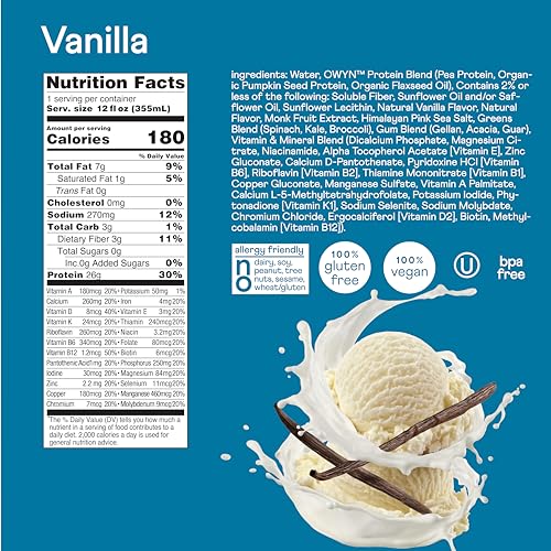 Vanilla Protein Shake, 12 Fl Oz (12 Pack) Y720
