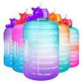 QuiFit 1 Gallon Water Bottle - with Straw & Motivational Time Marker Leak-Proof BPA Free Reusable Gym Sports Outdoor Large(128OZ) Capacity Water Jug(Purple/Blue Gradient,1 Gallon)