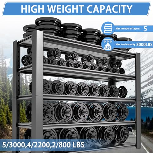 5-Tier Garage Shelving Heavy Duty, 3000 LBS Capacity Metal Storage Rack H9105