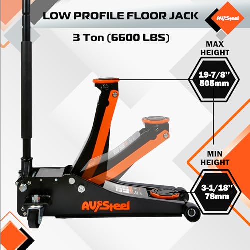 Low Profile Floor Jack 3 Ton with Dual Pistons Quick Lift Pump Q24137