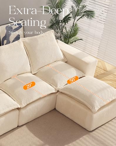 Modular Sectional Sofa with L-Shape Chaise, Deep Seat, No Assembly Required M95554