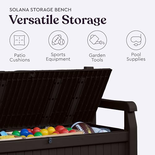 70 Gallon Outdoor Storage Bench Deck Box for Patio and Garden Tools S752