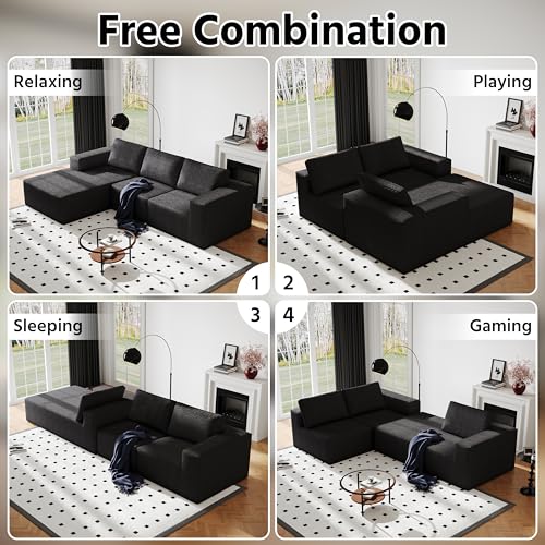 Modular Sectional Couch with L-Shape Chaise, Deep Seat, White Q446344