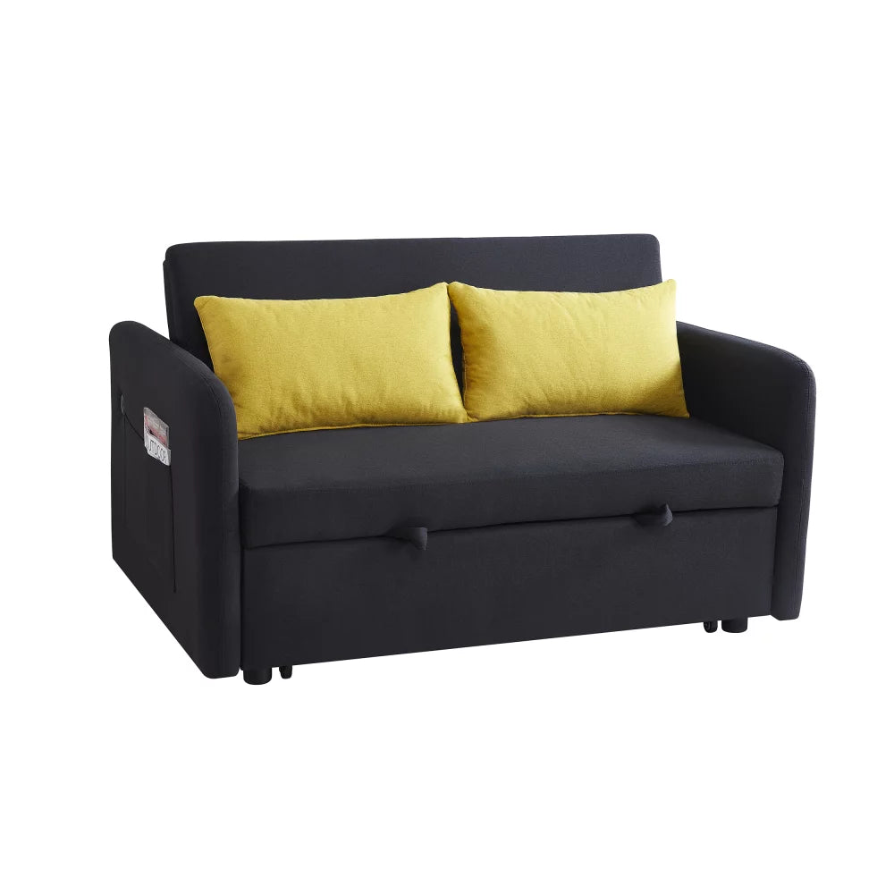 Velvet Convertible Loveseat Sleeper Sofa Bed with USB, 2 Seater Couch H870395