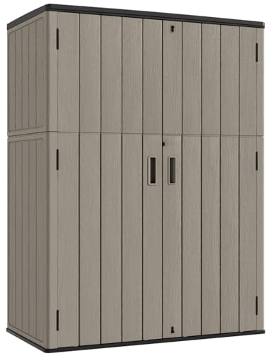 Outdoor Vertical Storage Shed, 57 Cu.ft, Waterproof, Lockable, Brown G868262