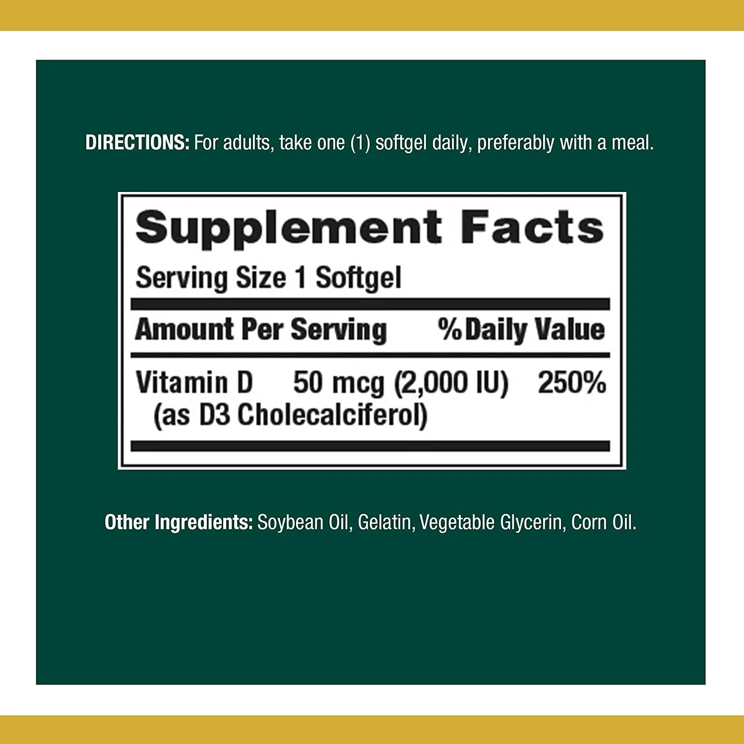 Vitamin D3 Softgels, 2000 IU, 150 Ct, 2 Pack B20020