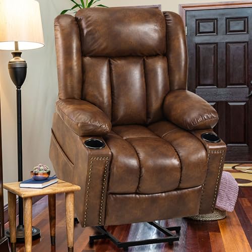 Power Lift Recliner Chair for Elderly with Heat and Massage, Adjustable Positions, Dark Brown P618617