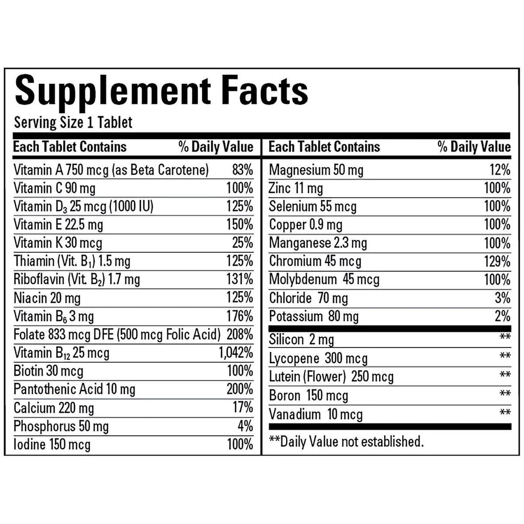 3 Pack Adult 50+ Mature Multi Vitamins & Minerals, 400 Tablets F4790