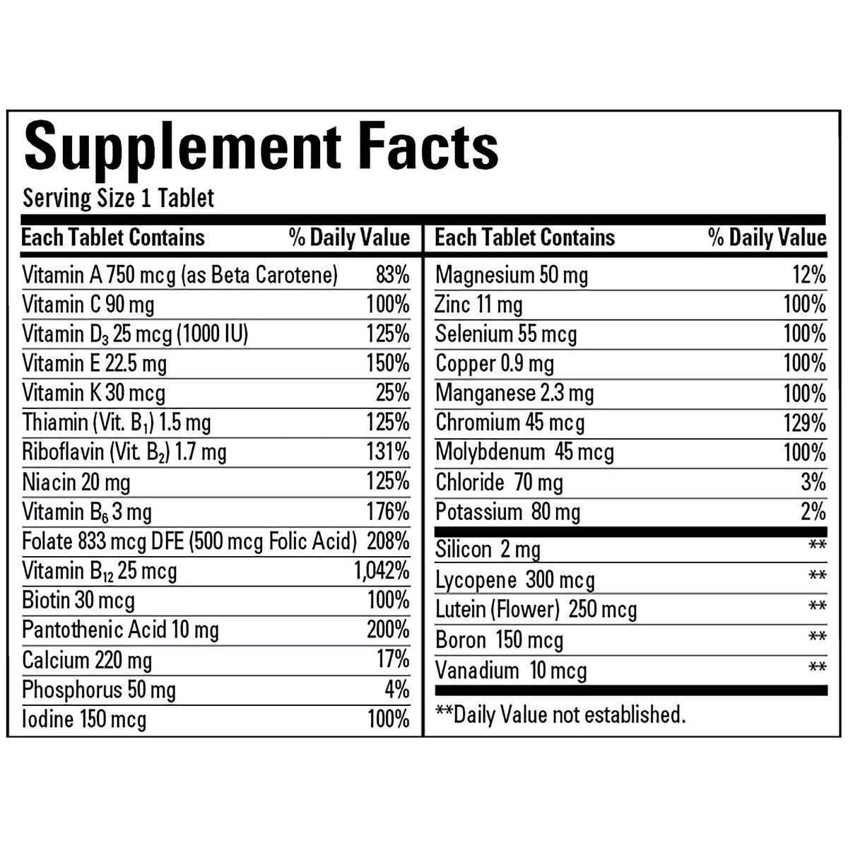 3 Pack Adult 50+ Mature Multi Vitamins & Minerals, 400 Tablets F4790