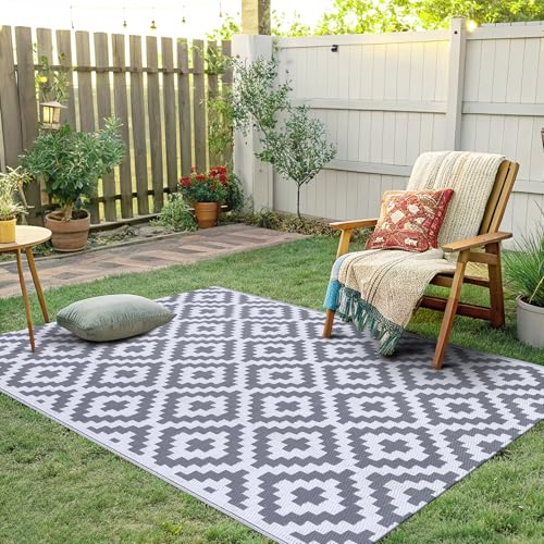 Waterproof Outdoor Rug 5x8 ft, Reversible Plastic Straw Patio Mat Z2613