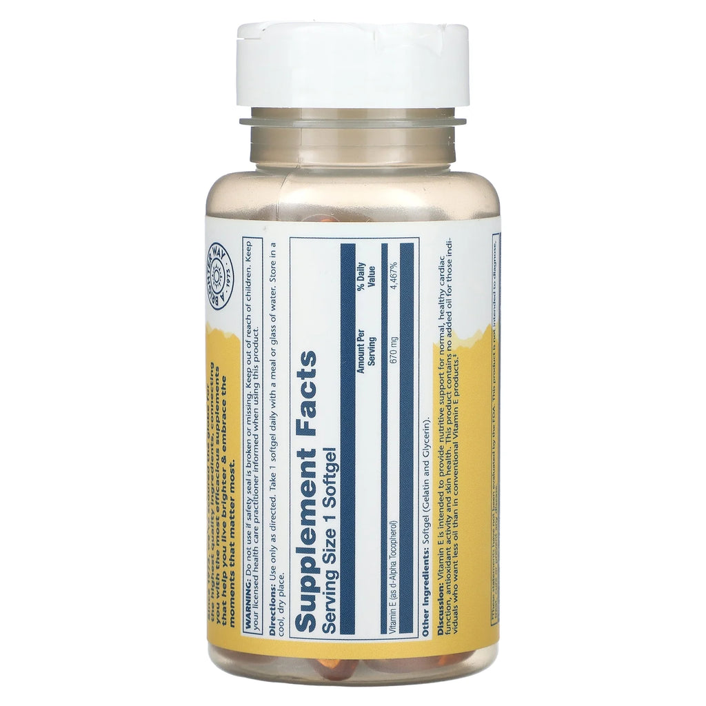 Vitamin E 1000IU Softgels for Heart, Skin & Antioxidant Support P5278