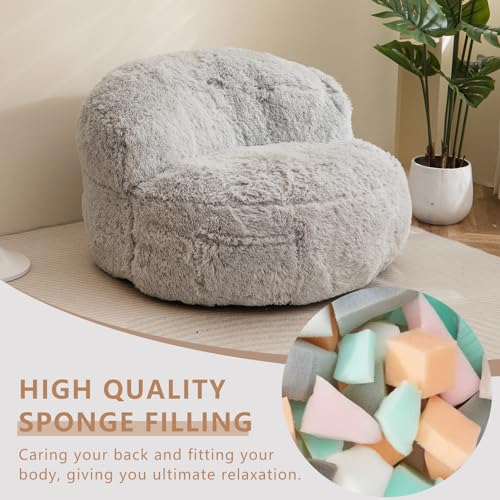 Giant Faux Fur Bean Bag Chair for Adults with Filler T74545