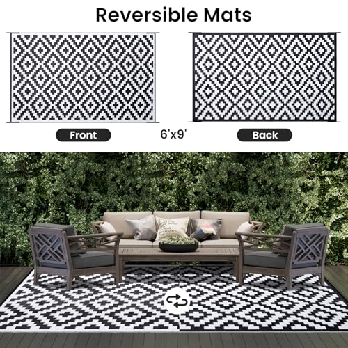 Waterproof Outdoor Rug 5x8 ft, Reversible Plastic Straw Patio Mat Z2613