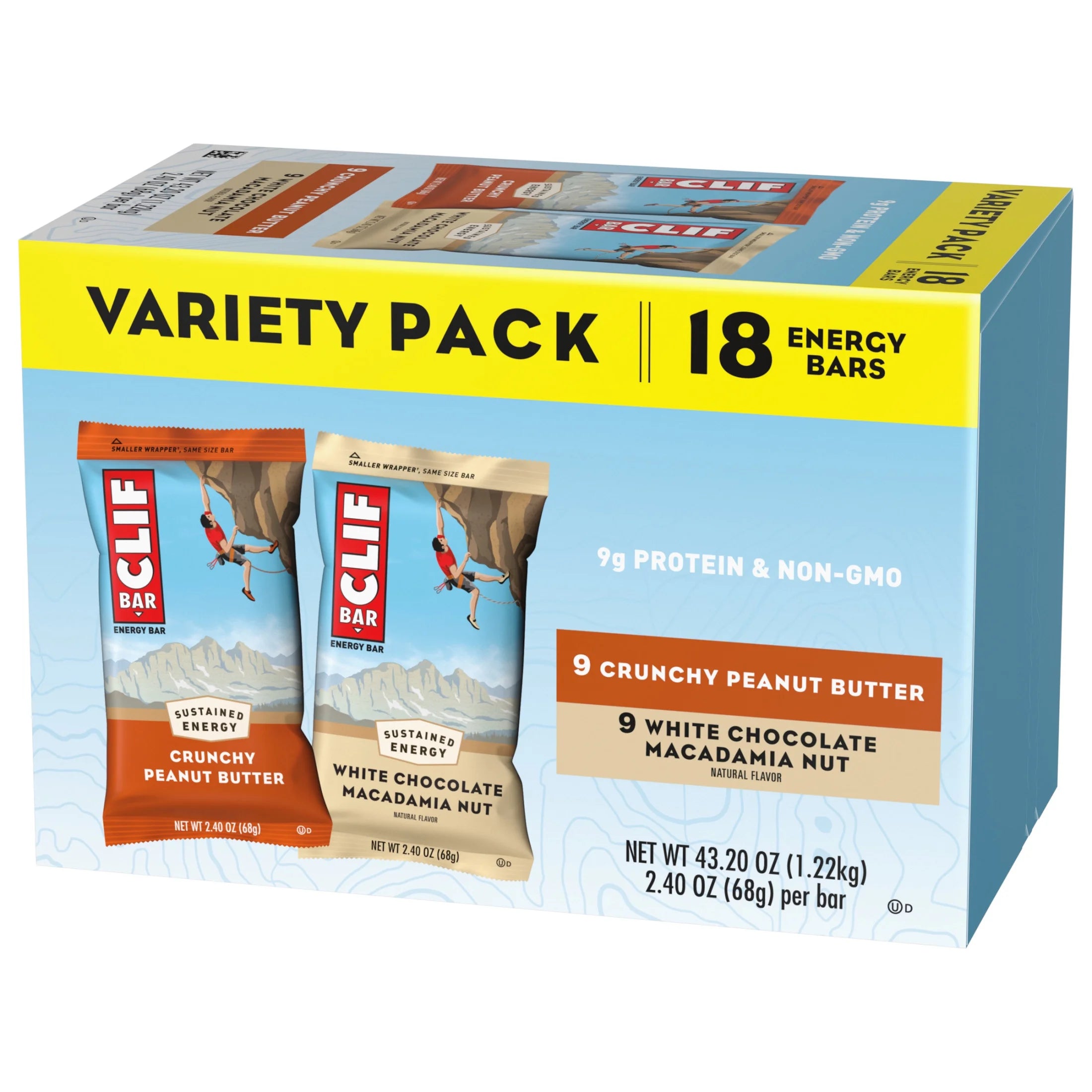 Crunchy Peanut Butter and White Chocolate Macadamia Nut Energy Bars Variety Pack D31392