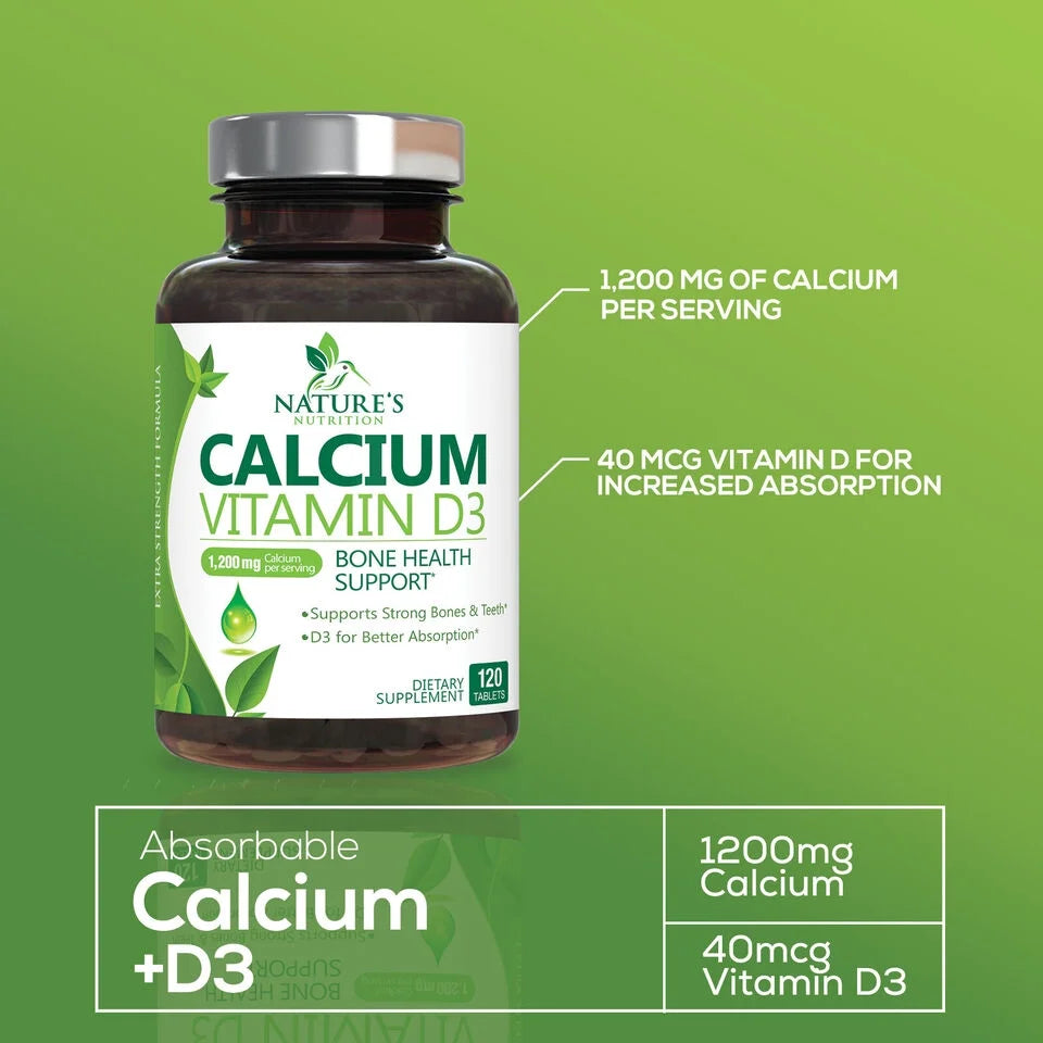 Calcium 1200mg with Vitamin D3 Supplement, 120 Capsules N6461