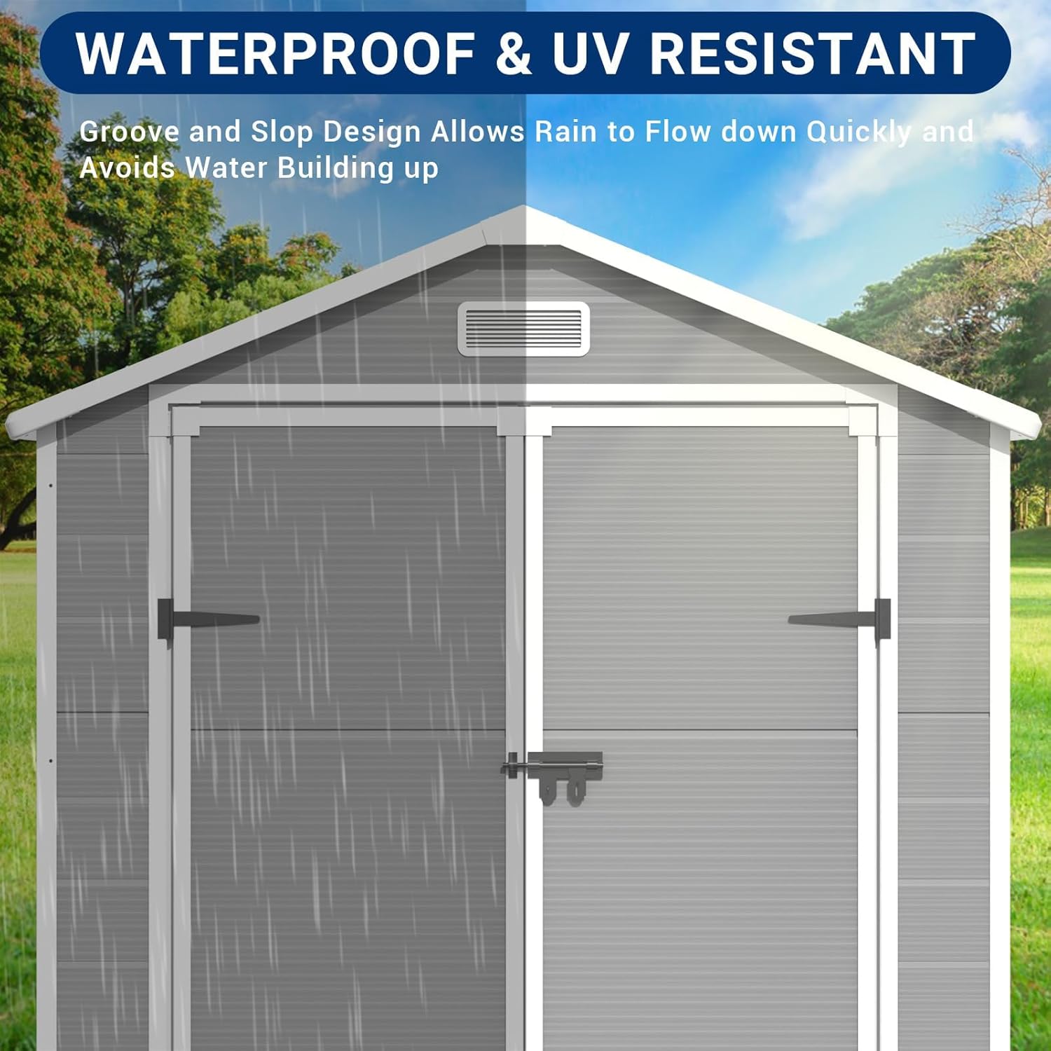 Outdoor Resin Storage Shed with Lockable Door, Window and Vents I818