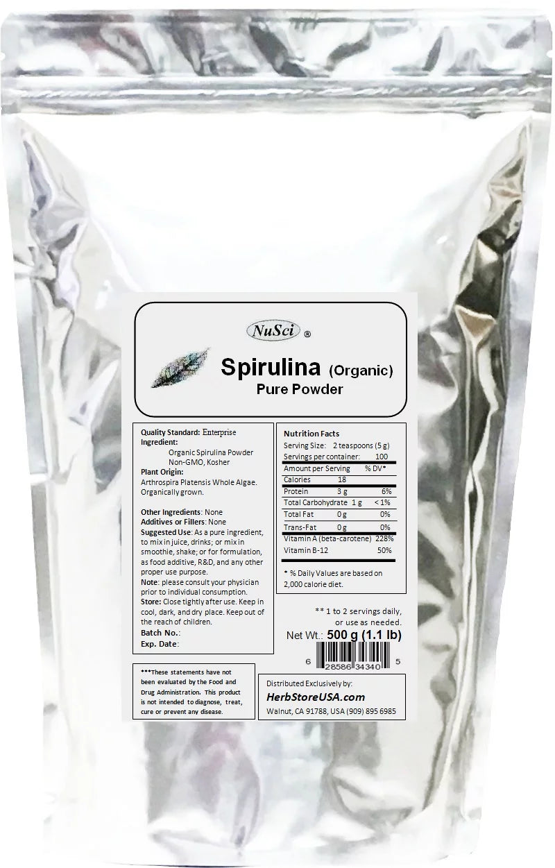 Spirulina Powder 500g (1.1 LB) Bulk Pure R1762