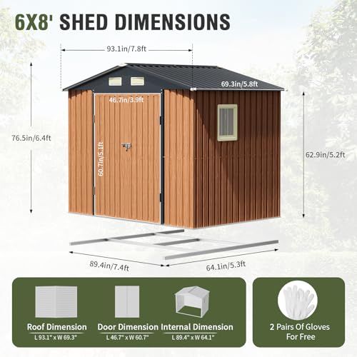 Metal Storage Shed 5x3 ft with Lockable Door for Garden and Backyard B82351