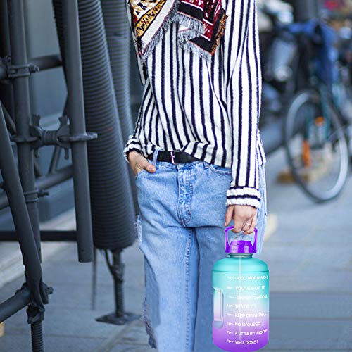 1 Gallon Water Bottle with Straw and Time Marker Leak-Proof BPA Free H475440