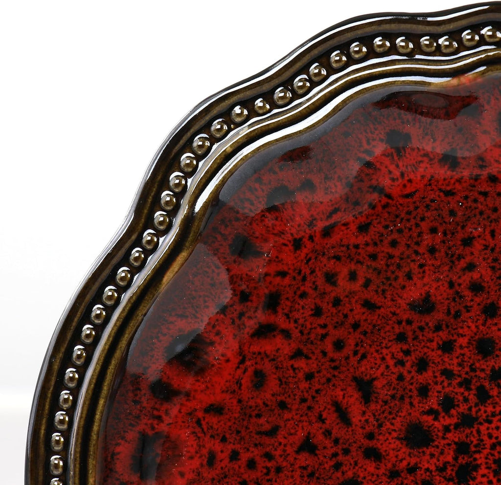 6 Piece Stoneware Dinner Plate Set Red X4106