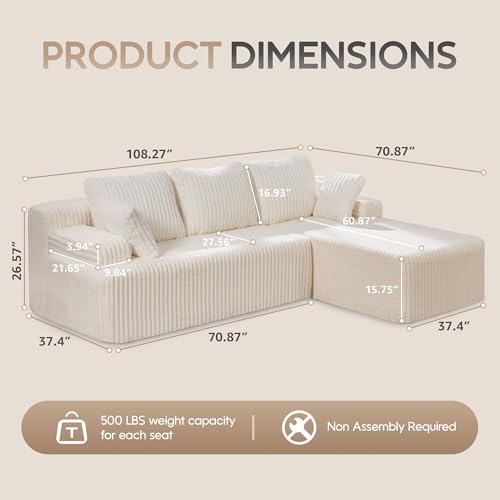 Modular L-Shape Sectional Sofa with Oversized Chaise A47792