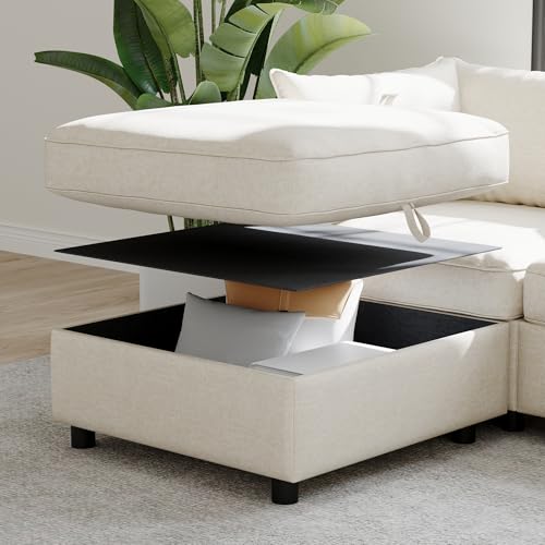 Modular Storage Sectional Sofa with Movable Ottomans, U-Shaped Chenille U839651
