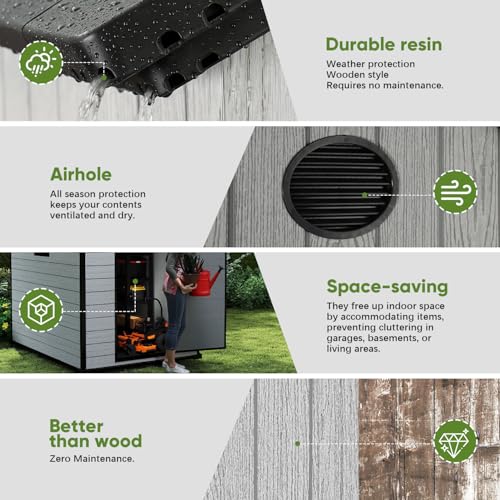 Resin Outdoor Storage Shed with Floor and Lockable Door G844