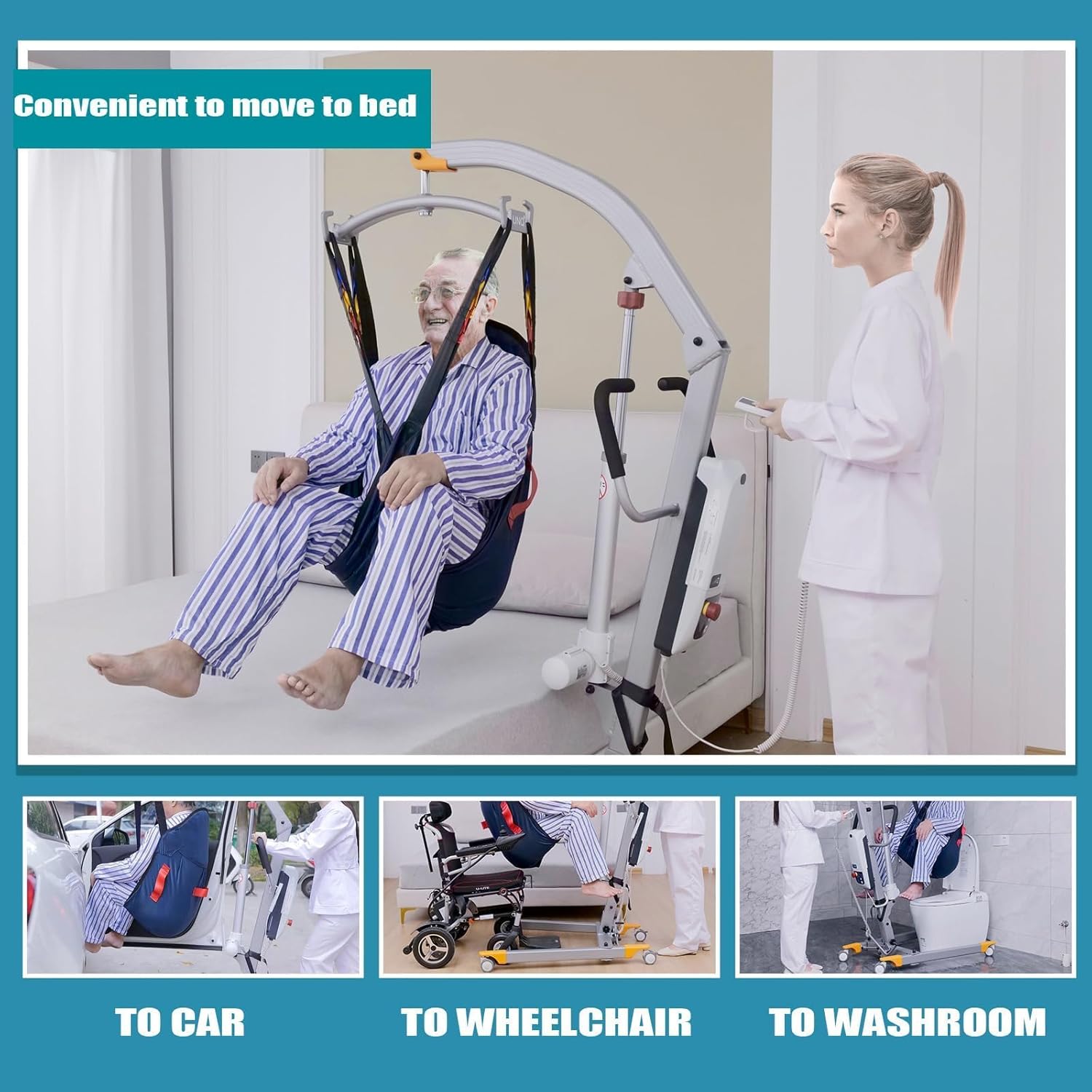 Electric Patient Lift - Aluminum Folding Body Transfer Lifter for Home, 500lbs Capacity Y17637