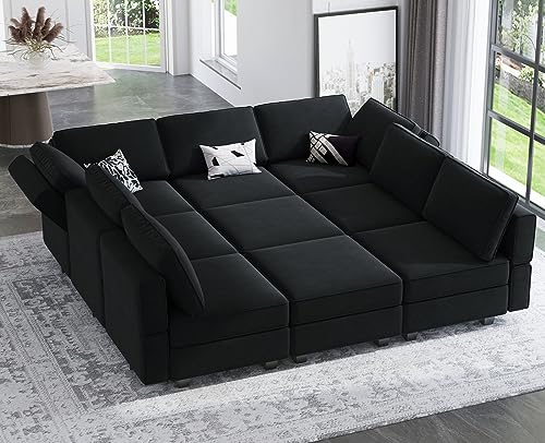 Modular Velvet Sectional Sofa with Chaise Lounge and Storage X4138