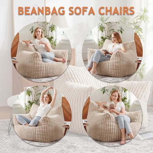 Plush Bean Bag Chair with Armrests for Adults and Teens M473