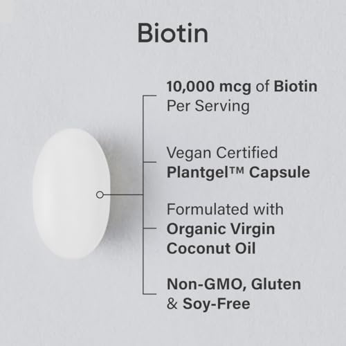 Vegan Biotin 10,000mcg with Coconut Oil Softgels T3327