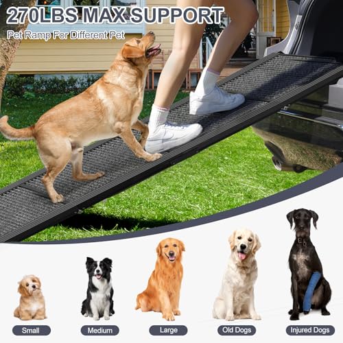 Folding Dog Ramp for Car, SUV & Truck, Non-Slip Surface, 250 lbs Capacity V950