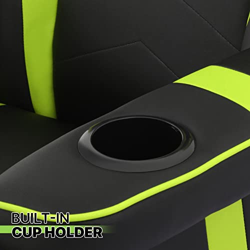 360° Swivel Gaming Recliner Chair, Ergonomic PU Leather with Adjustable Backrest, Footrest, Cup Holder M2617