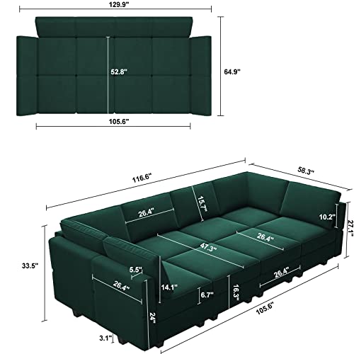 Modular Velvet Sectional Sofa with Chaise Lounge and Storage X4138