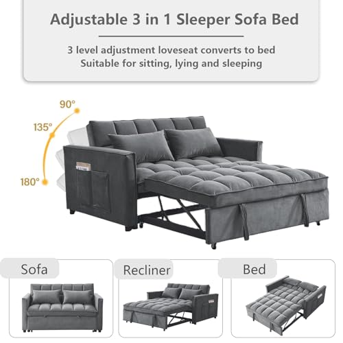 Convertible Sleeper Sofa Bed with Pull-Out Bed and Adjustable Backrest V521