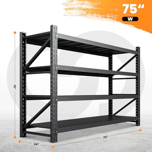 Heavy Duty 4-Tier Metal Garage Shelving Unit, Adjustable Steel Storage Rack D5378