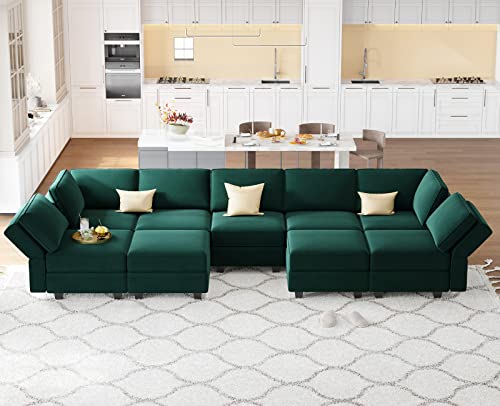 Modular Velvet Sectional Sofa with Chaise Lounge and Storage X4138