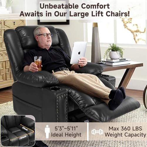 Power Lift Recliner Chair for Elderly with Heat and Massage, Adjustable Positions, Dark Brown P618617