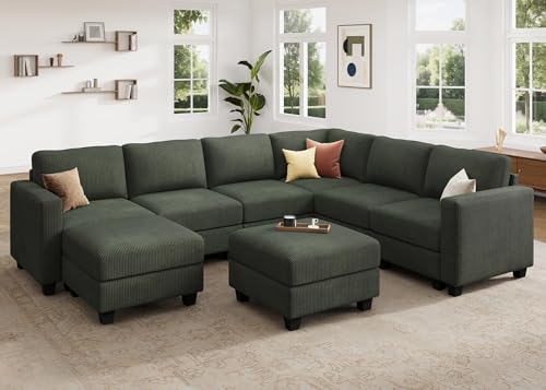 Corduroy Modular Sectional Couch with Storage, L-Shaped, 6 Seater, Dark Gray X823135