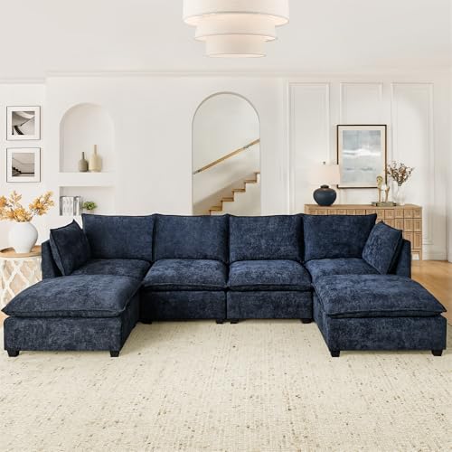 Modular Sectional Sofa with Ottoman, U-Shaped Lounge Couch H930