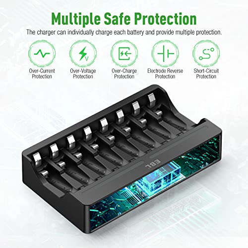8 Pack Rechargeable Lithium AA Batteries with Charger B399