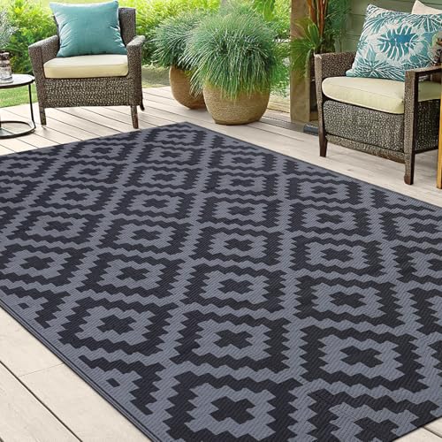 Waterproof Outdoor Rug 5x8 ft, Reversible Plastic Straw Patio Mat Z2613