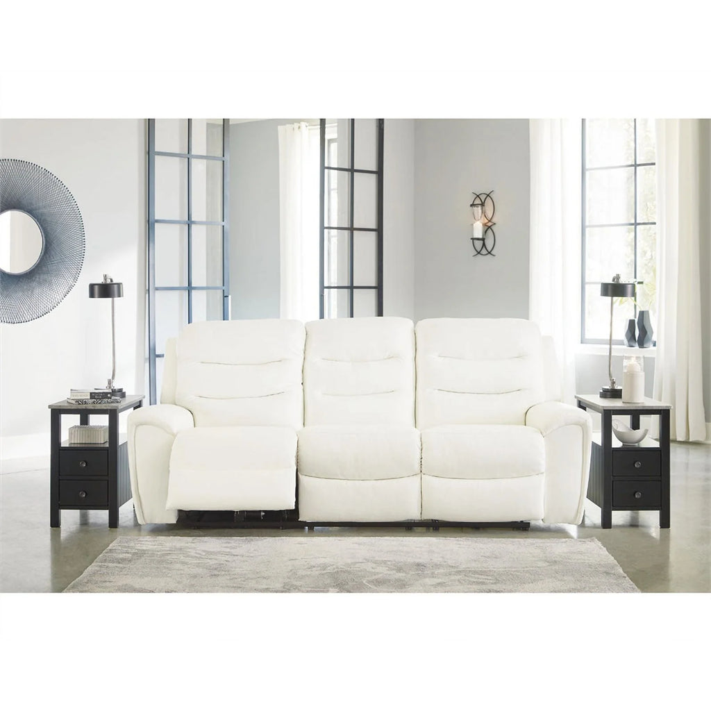 Faux Leather Power Reclining Sofa with Headrest X1378