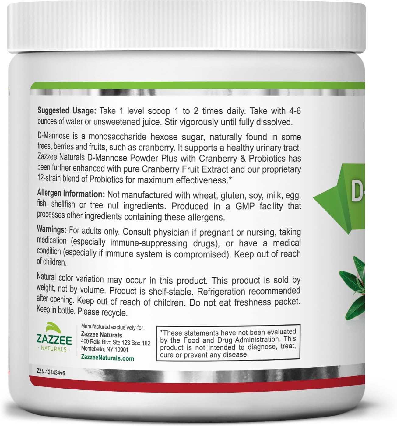 D-Mannose Powder Plus with Probiotics and Cranberry Extract, 2000 mg, 67 Servings L857785