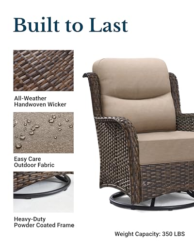 Outdoor Wicker Conversation Set with Cushions, 7 Pieces P4930