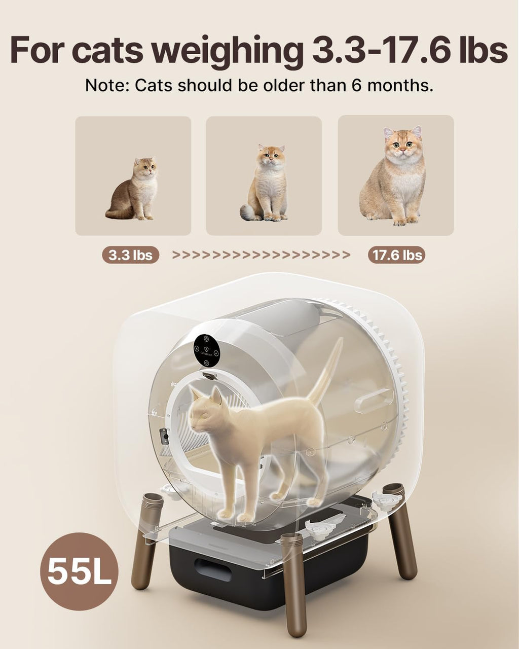 Automatic Self-Cleaning Cat Litter Box for Multi Cats, Extra Large with Odor Control E659